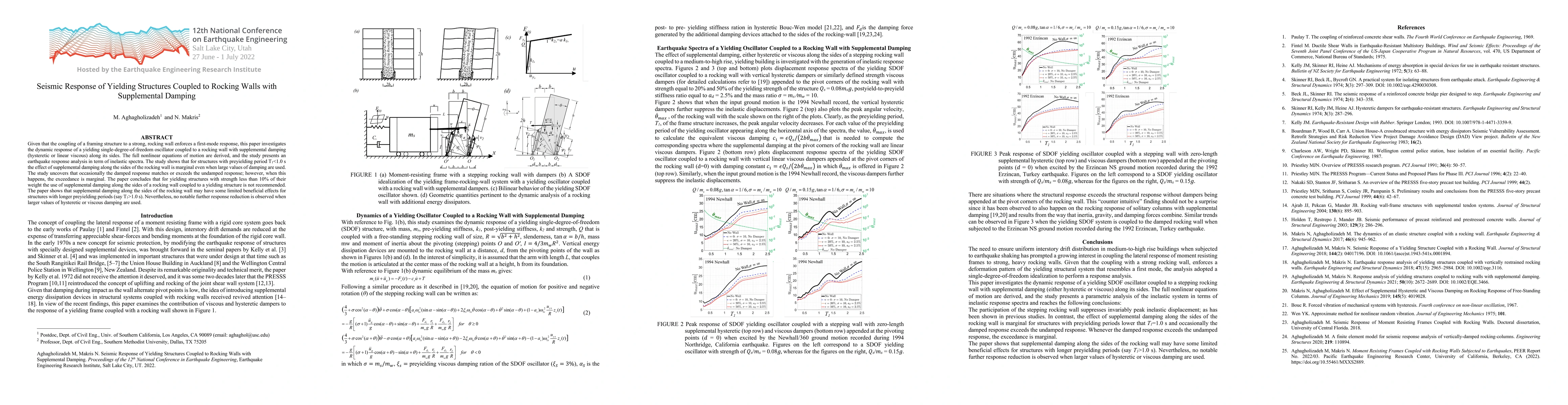 Thumbnail for Seismic Response of Yielding Structures Coupled to Rocking Walls with
  Supplemental Damping