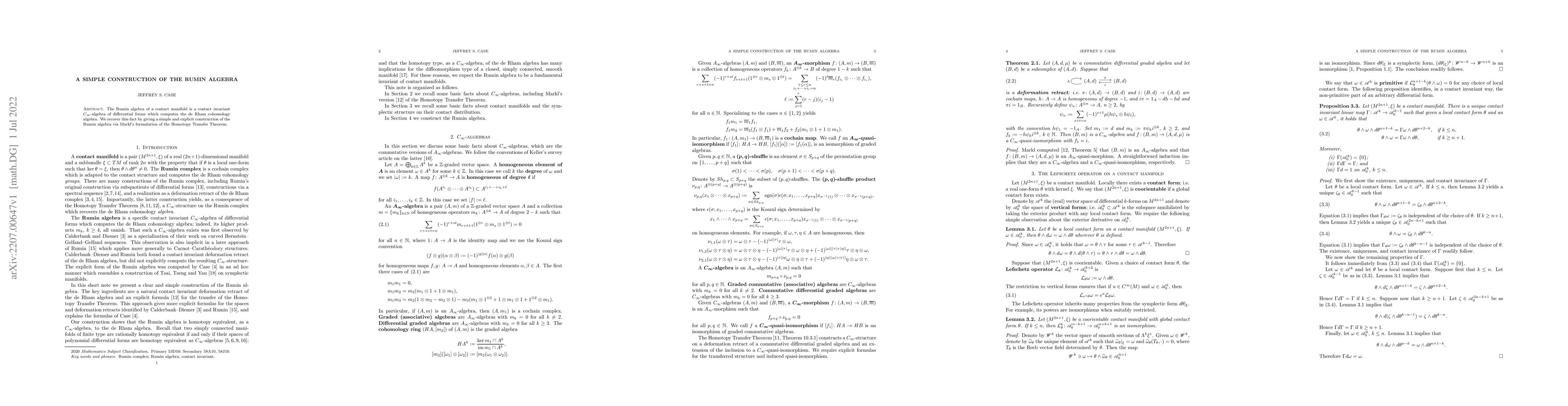 Thumbnail for A simple construction of the Rumin algebra