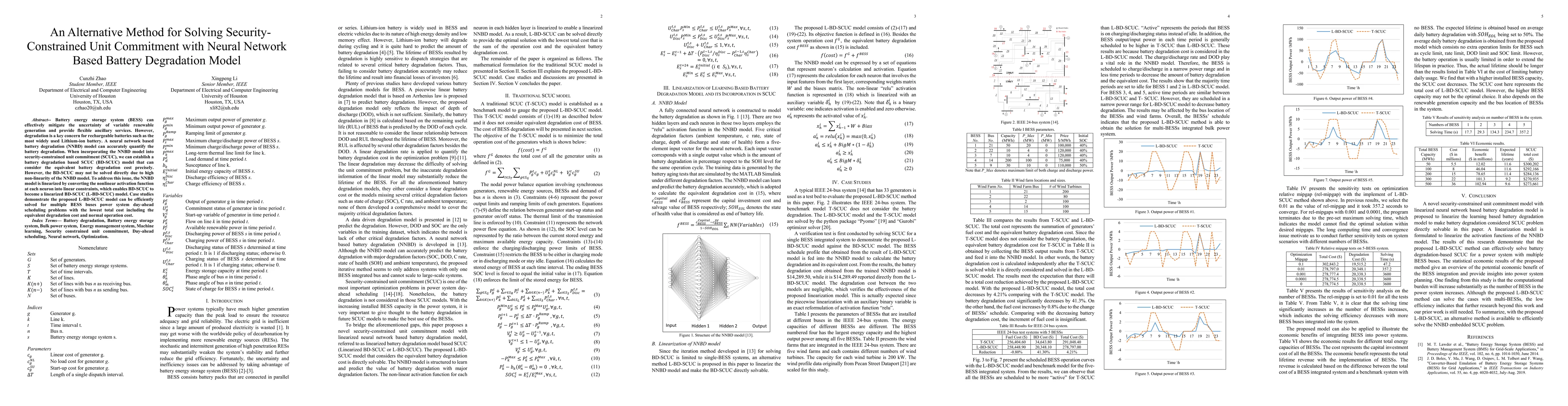 Thumbnail for An Alternative Method for Solving Security-Constrained Unit Commitment
  with Neural Network Based Battery Degradation Model