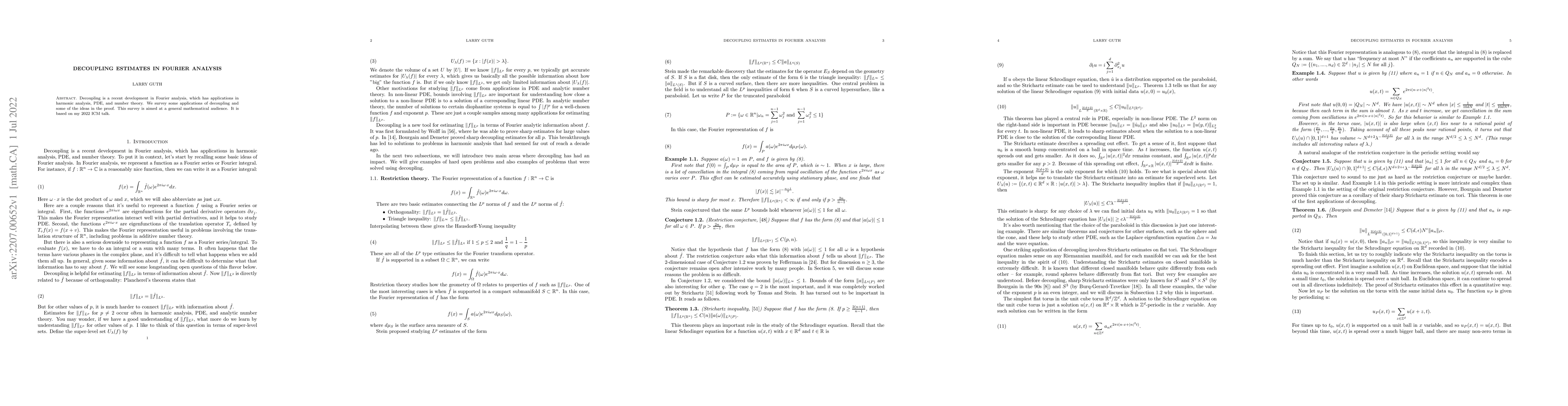Thumbnail for Decoupling estimates in Fourier analysis