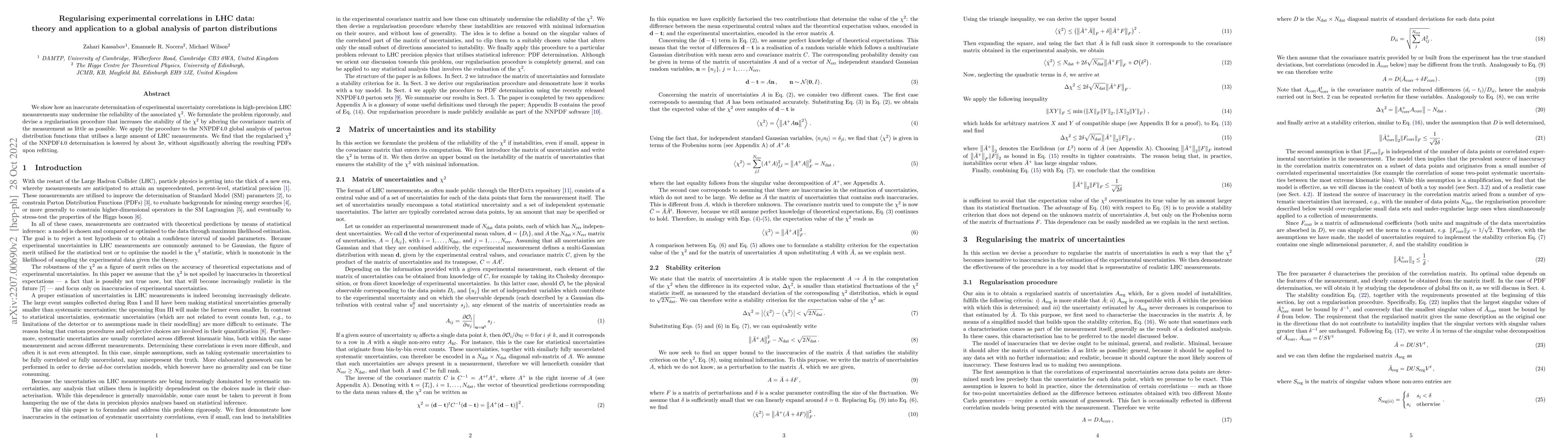 Thumbnail for Regularising experimental correlations in LHC data: theory and
  application to a global analysis of parton distributions