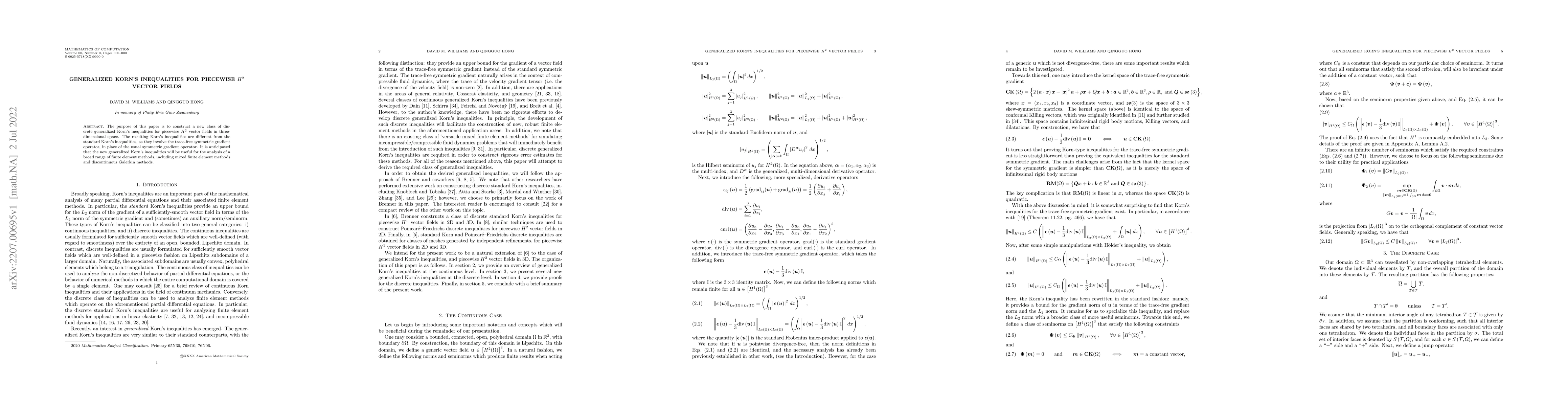 Thumbnail for Generalized Korn's Inequalities for Piecewise $H^2$ Vector Fields