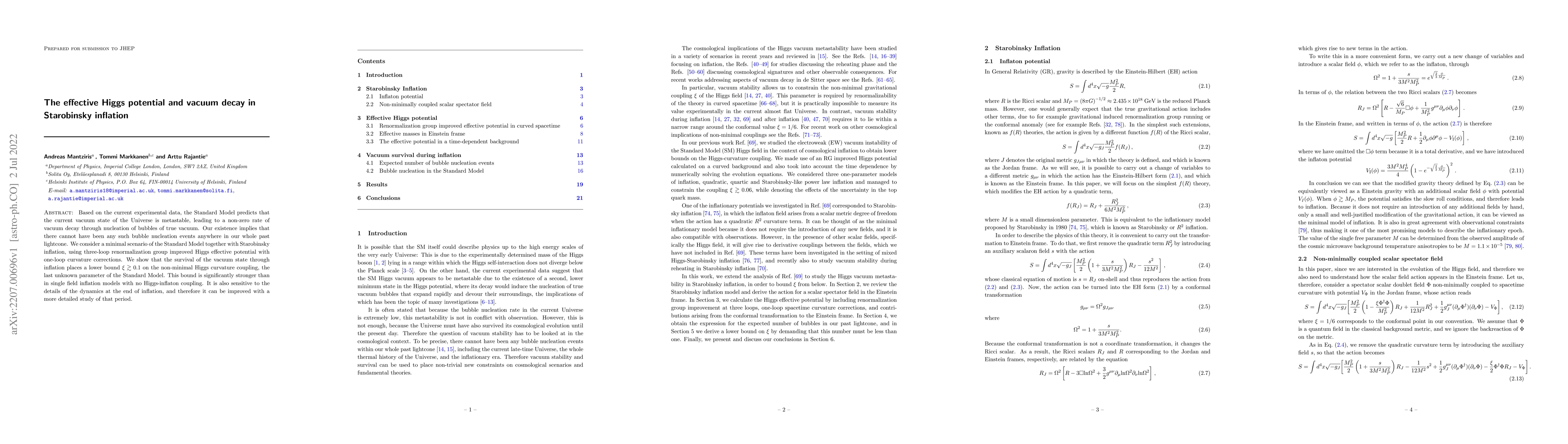 Thumbnail for The effective Higgs potential and vacuum decay in Starobinsky inflation