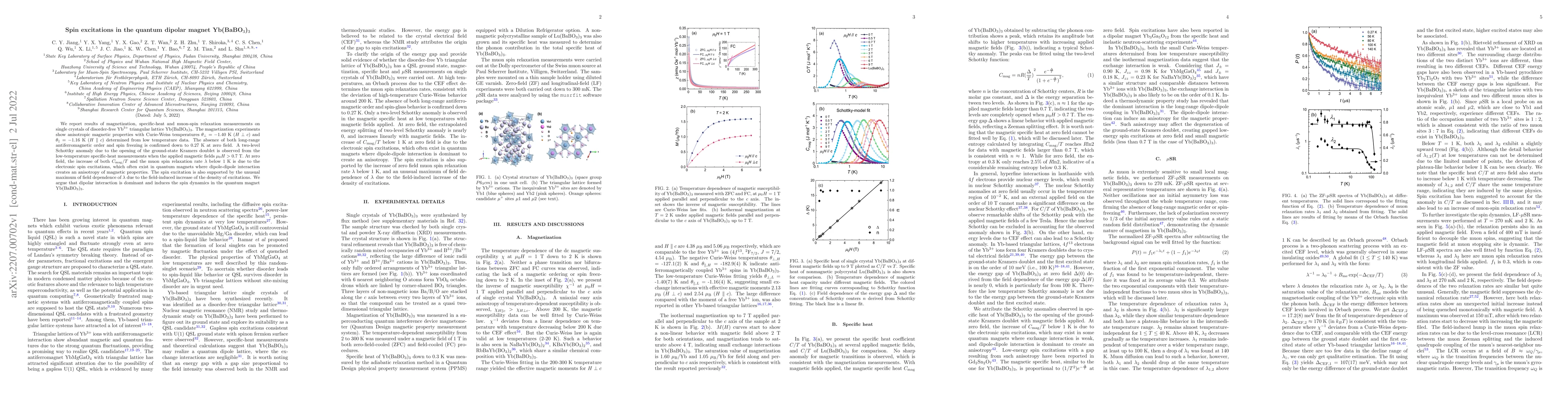 Thumbnail for Spin excitations in the quantum dipolar magnet Yb(BaBO$_3$)$_3$