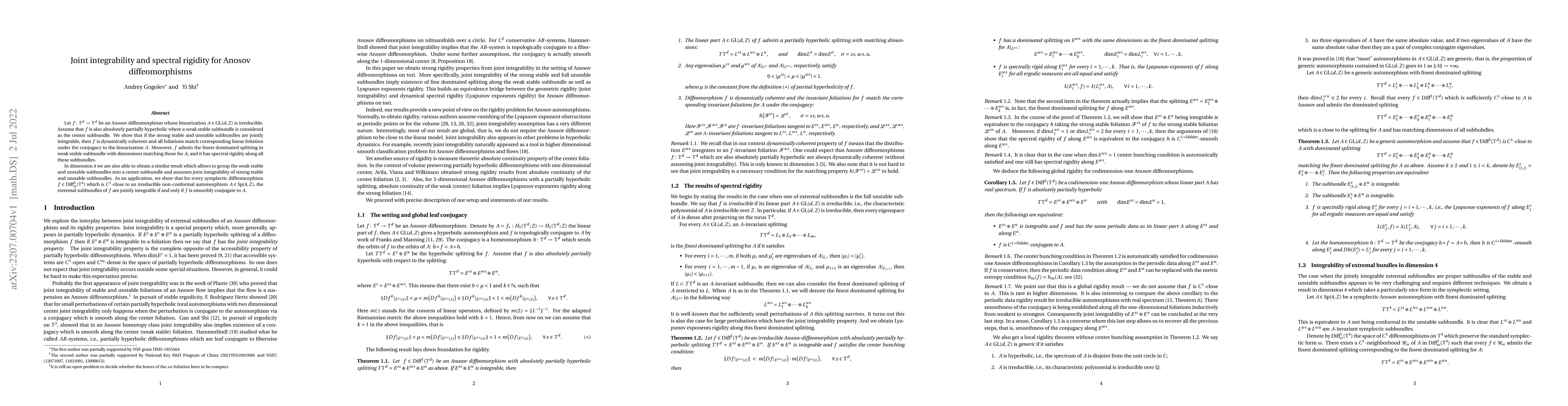 Thumbnail for Joint integrability and spectral rigidity for Anosov diffeomorphisms