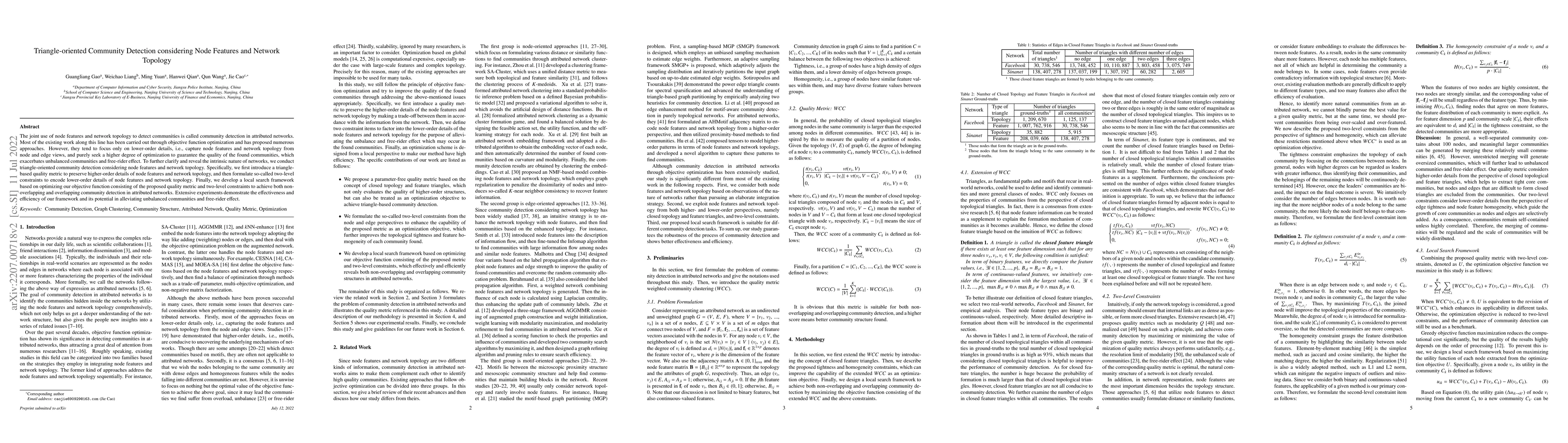 Thumbnail for Triangle-oriented Community Detection considering Node Features and
  Network Topology