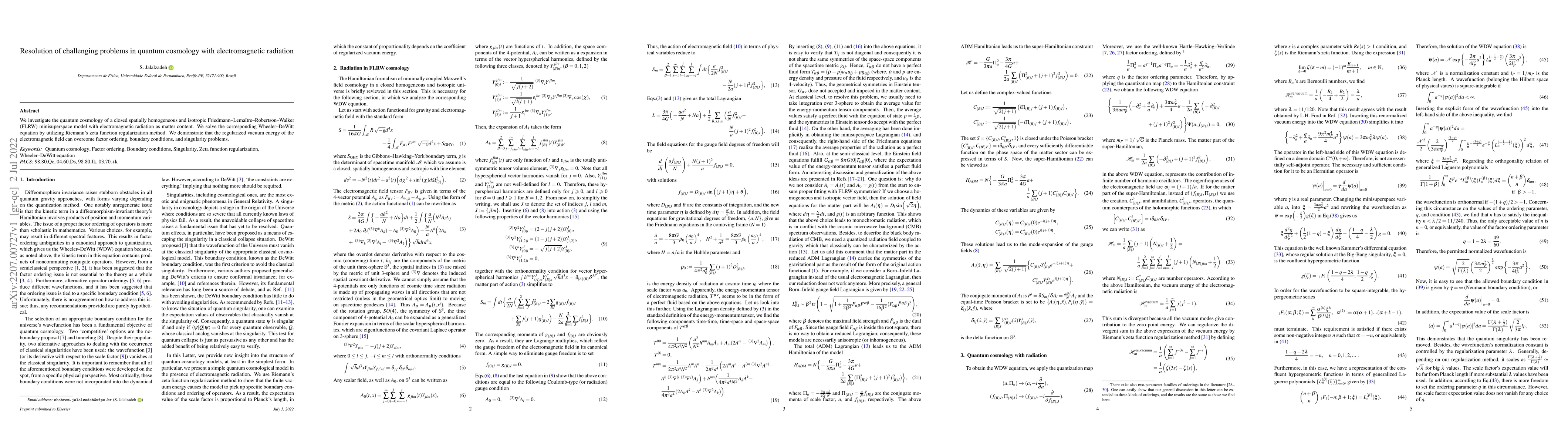 Thumbnail for Resolution of challenging problems in quantum cosmology with
  electromagnetic radiation