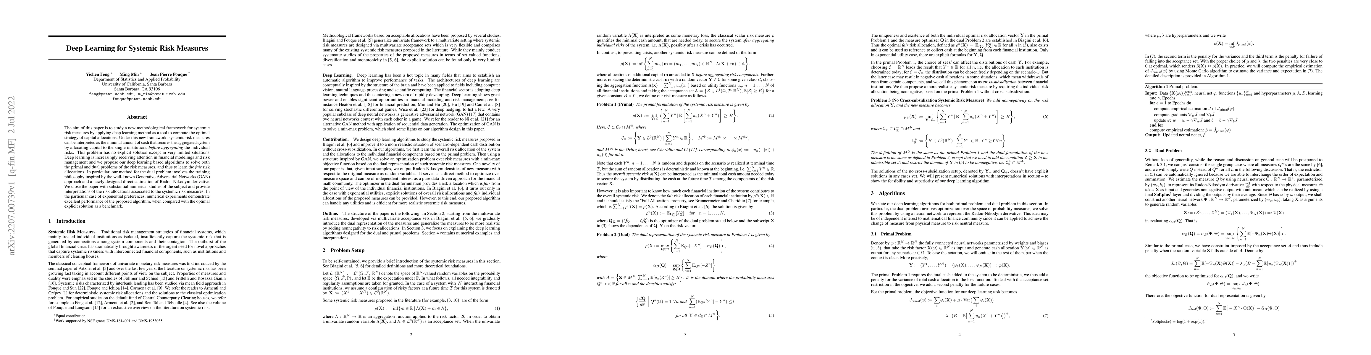 Thumbnail for Deep Learning for Systemic Risk Measures
