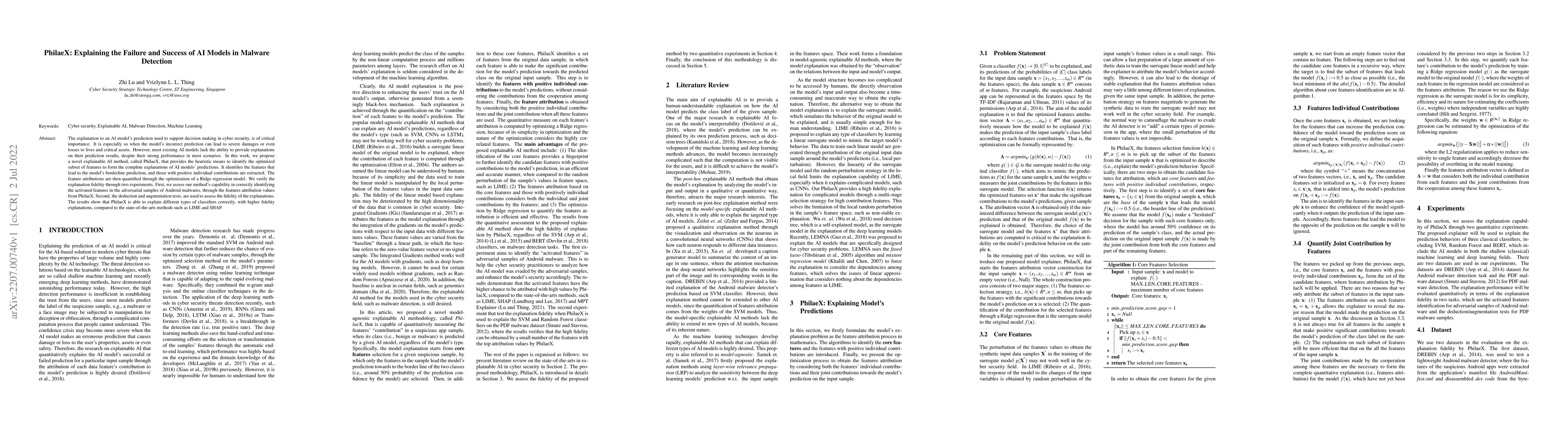 Thumbnail for PhilaeX: Explaining the Failure and Success of AI Models in Malware
  Detection