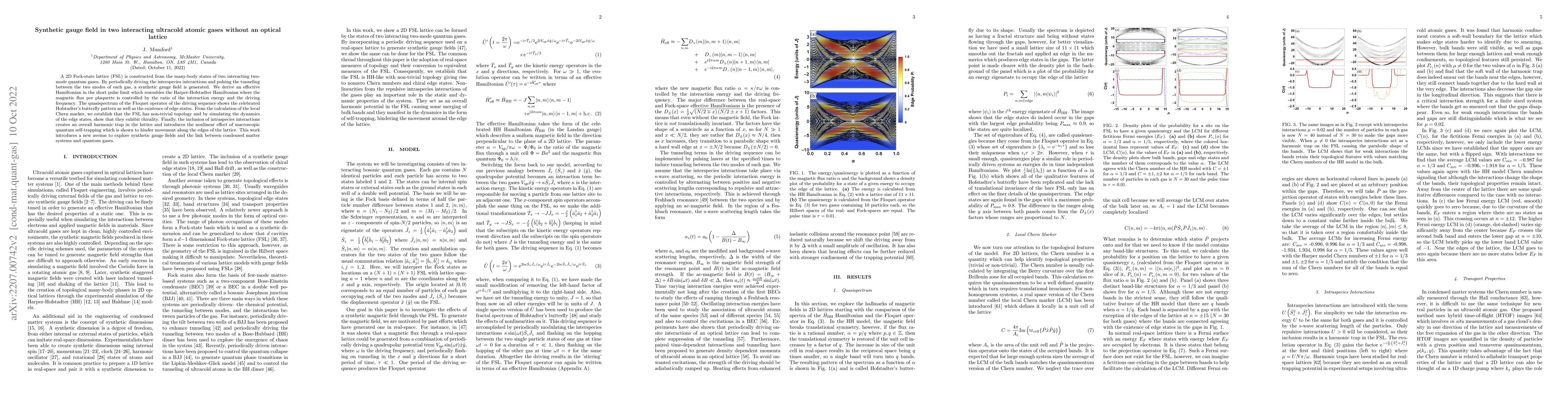 Thumbnail for Synthetic gauge field in two interacting ultracold atomic gases without
  an optical lattice
