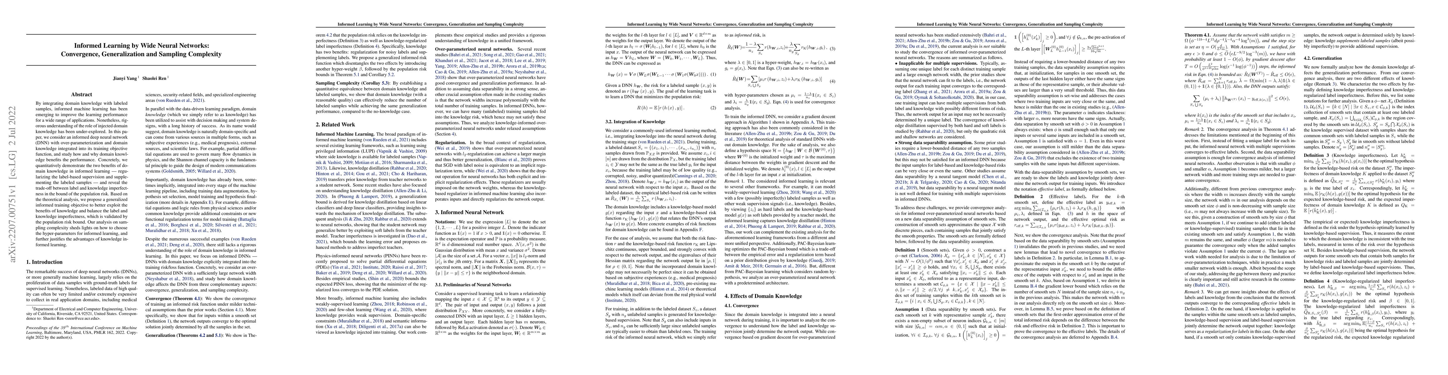 Thumbnail for Informed Learning by Wide Neural Networks: Convergence, Generalization
  and Sampling Complexity