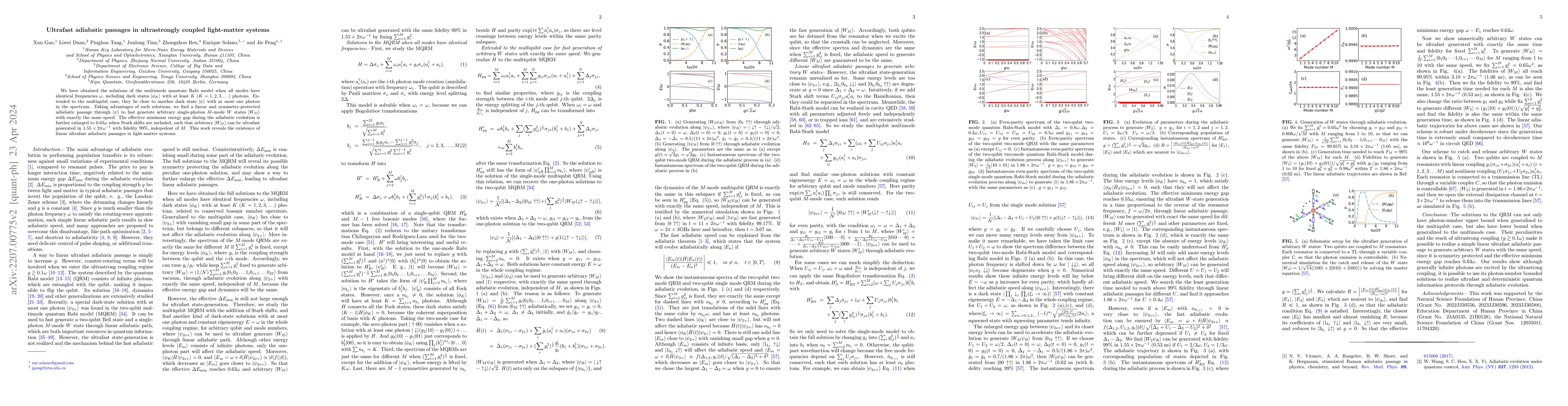 Thumbnail for Ultrafast adiabatic passages in ultrastrongly coupled light-matter
  systems