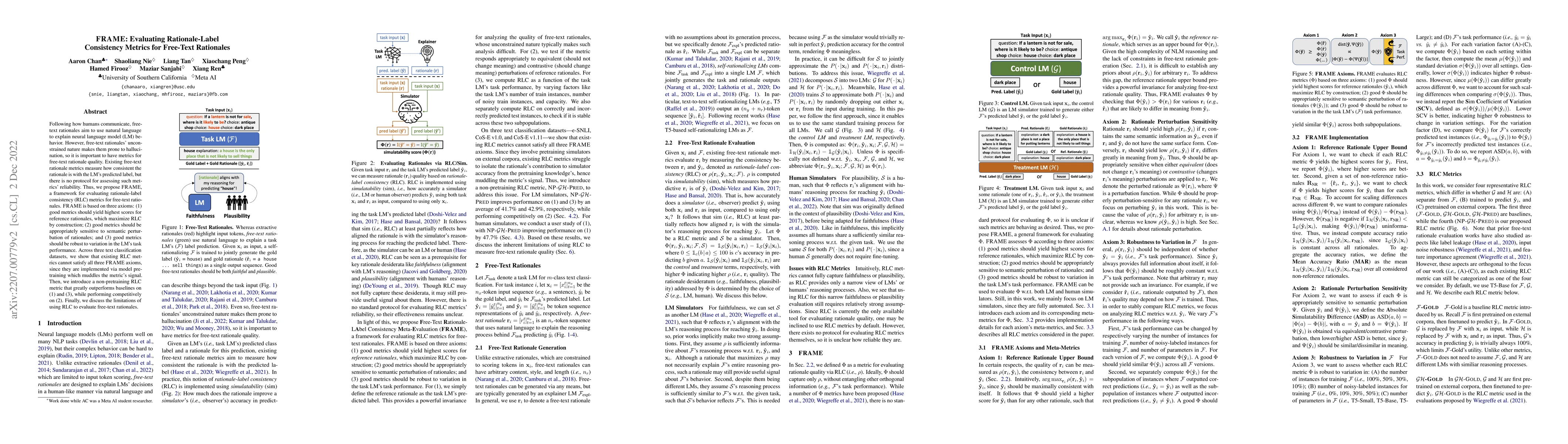 Thumbnail for FRAME: Evaluating Rationale-Label Consistency Metrics for Free-Text
  Rationales