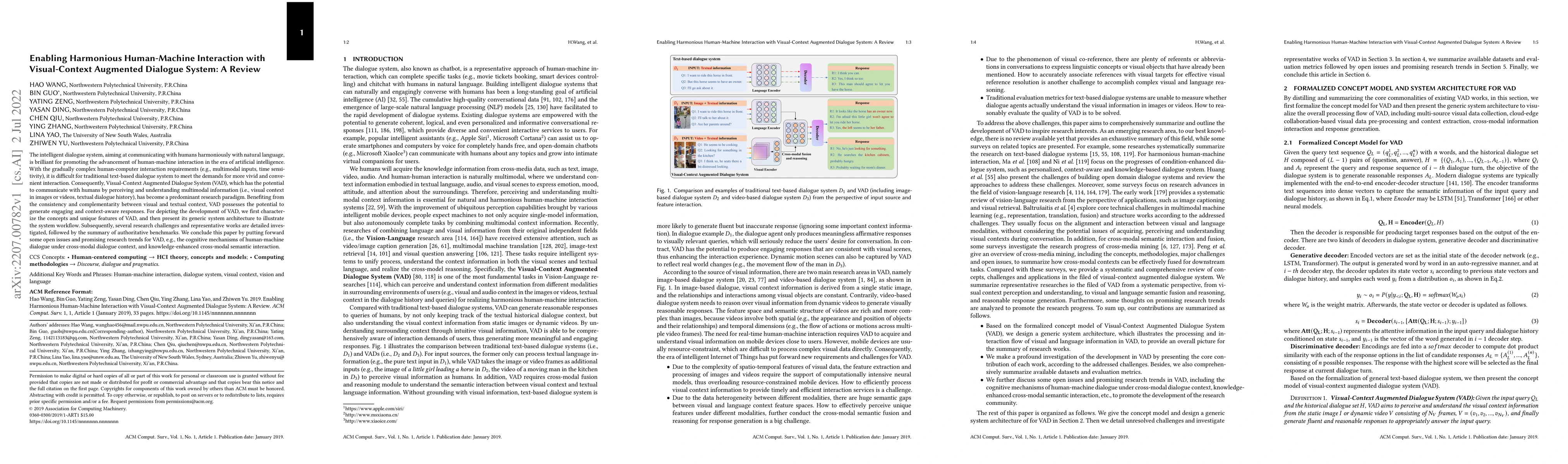 Thumbnail for Enabling Harmonious Human-Machine Interaction with Visual-Context
  Augmented Dialogue System: A Review