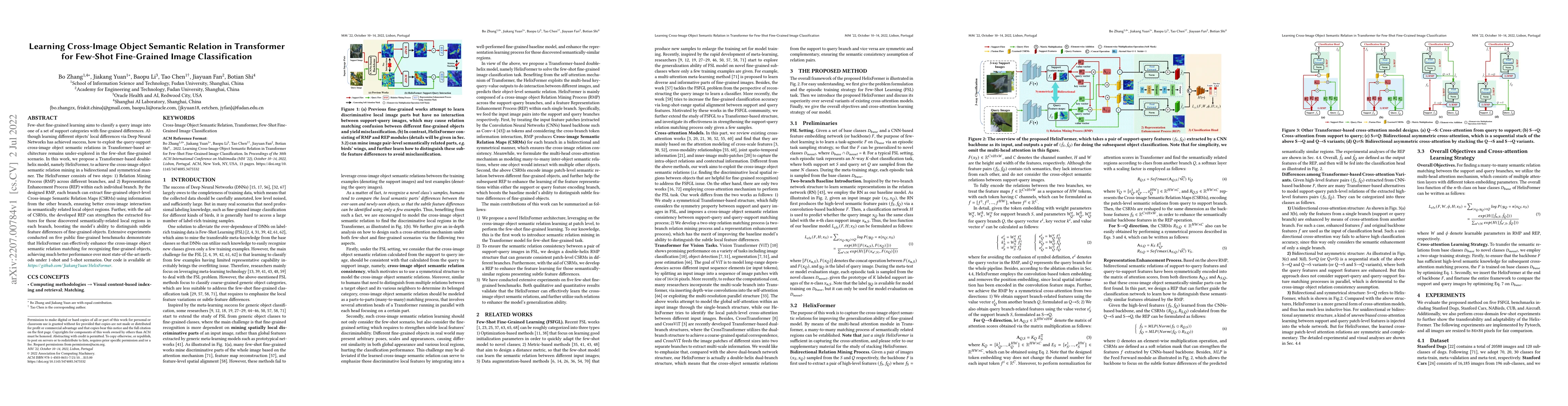 Thumbnail for Learning Cross-Image Object Semantic Relation in Transformer for
  Few-Shot Fine-Grained Image Classification