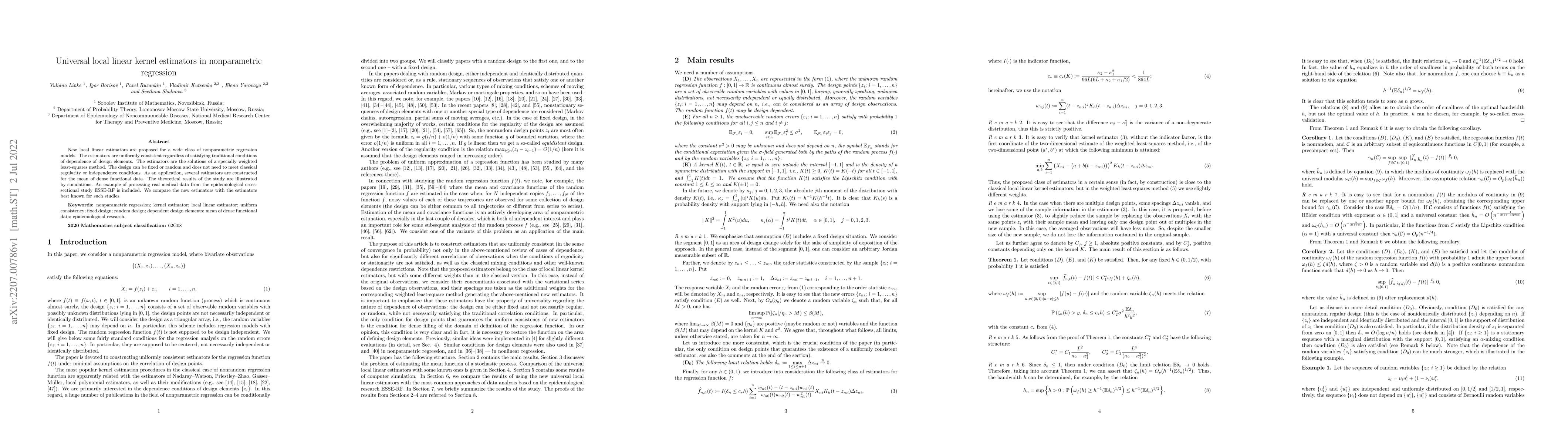 Thumbnail for Universal local linear kernel estimators in nonparametric regression