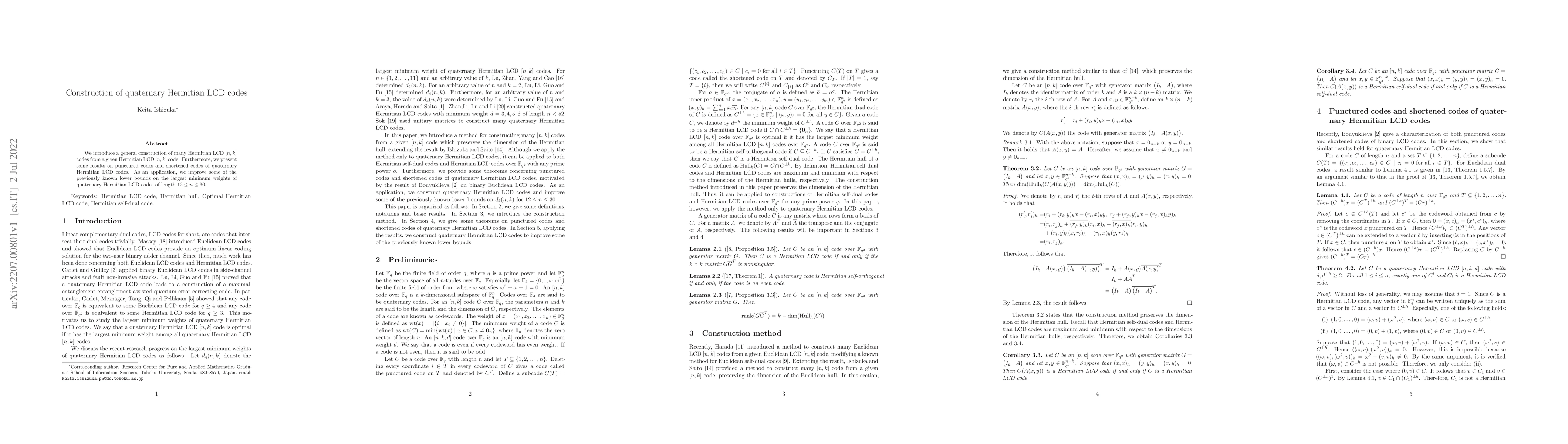 Thumbnail for Construction of quaternary Hermitian LCD codes