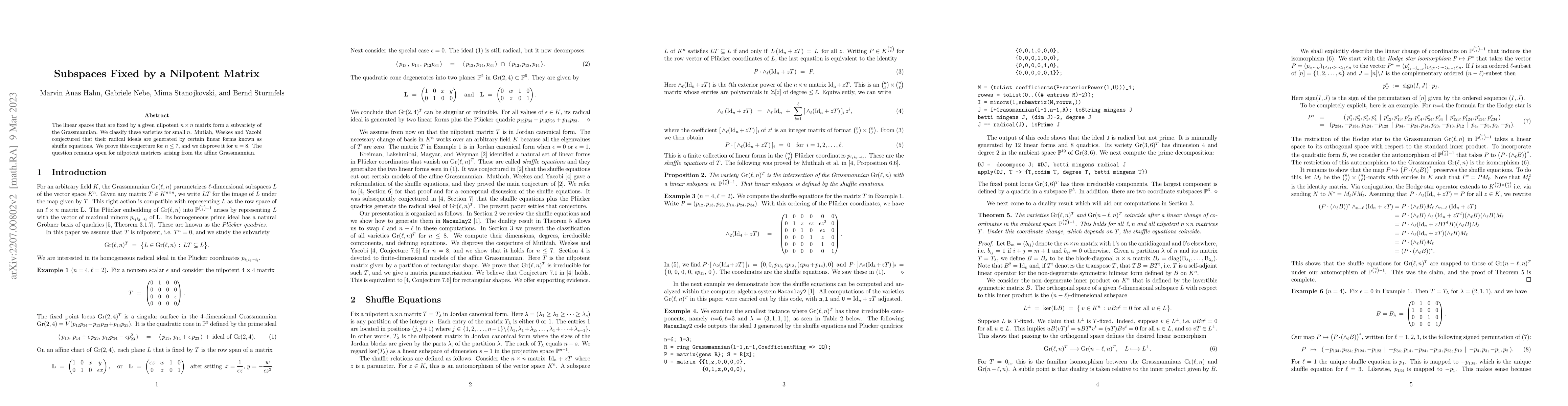 Thumbnail for Subspaces Fixed by a Nilpotent Matrix
