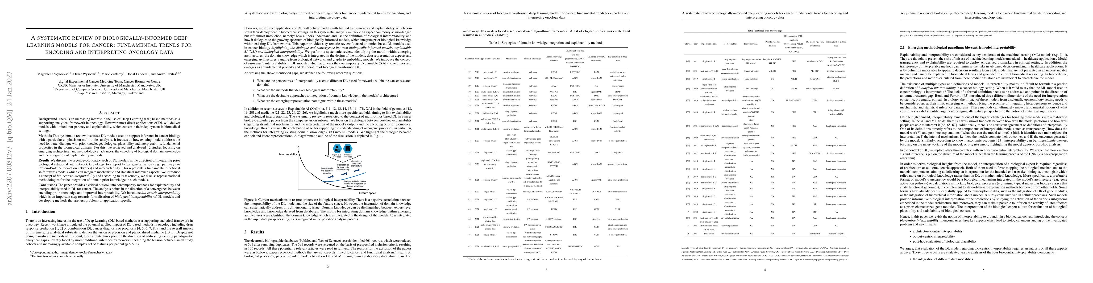 Thumbnail for A systematic review of biologically-informed deep learning models for
  cancer: fundamental trends for encoding and interpreting oncology data