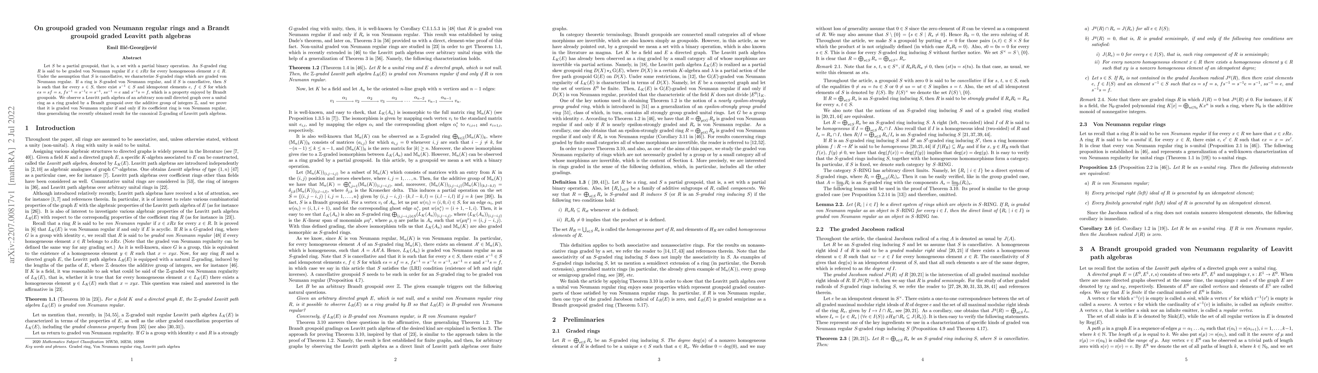 Thumbnail for On groupoid graded von Neumann regular rings and a Brandt groupoid
  graded Leavitt path algebras