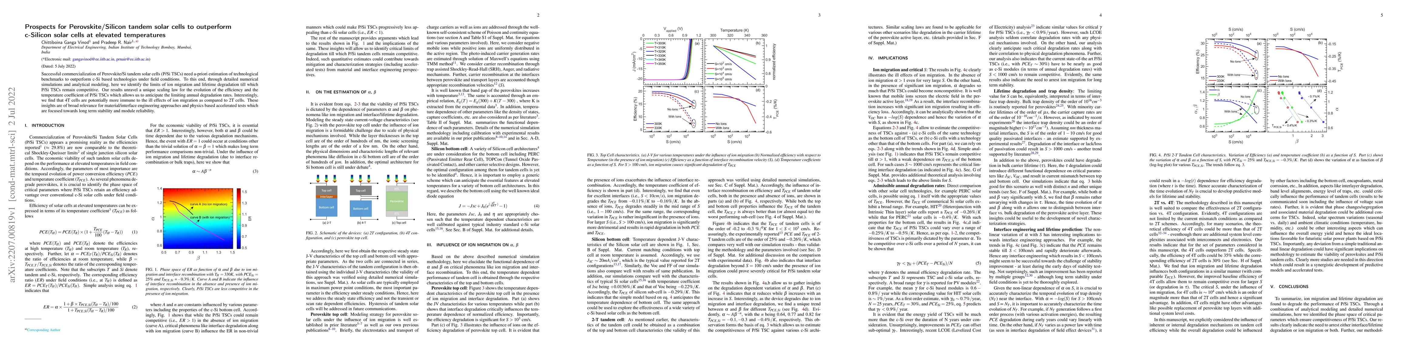 Thumbnail for Prospects for Perovskite/Silicon tandem solar cells to outperform
  c-Silicon solar cells at elevated temperatures