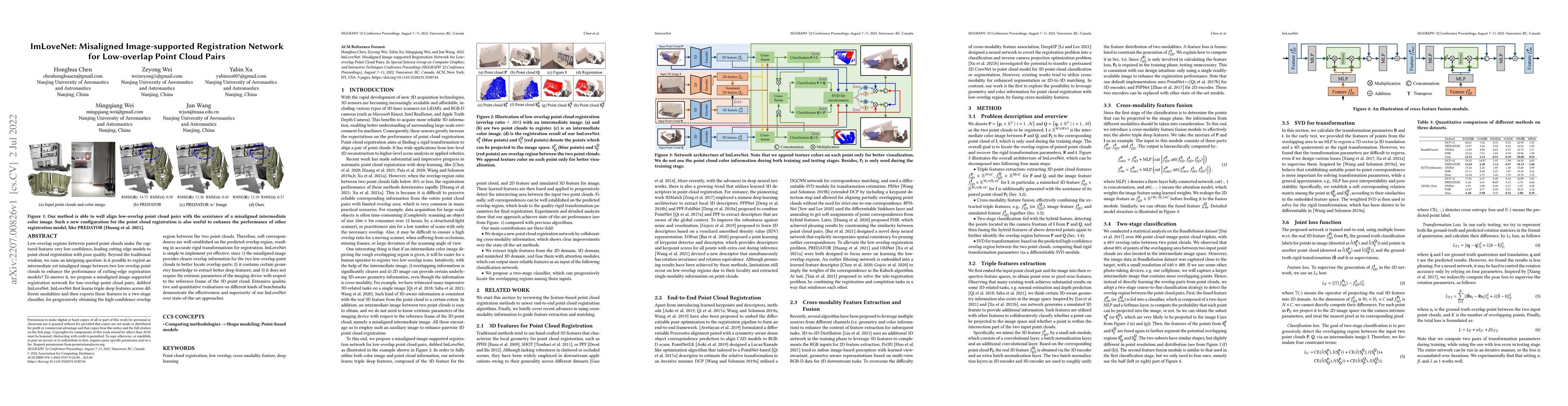 Thumbnail for ImLoveNet: Misaligned Image-supported Registration Network for
  Low-overlap Point Cloud Pairs
