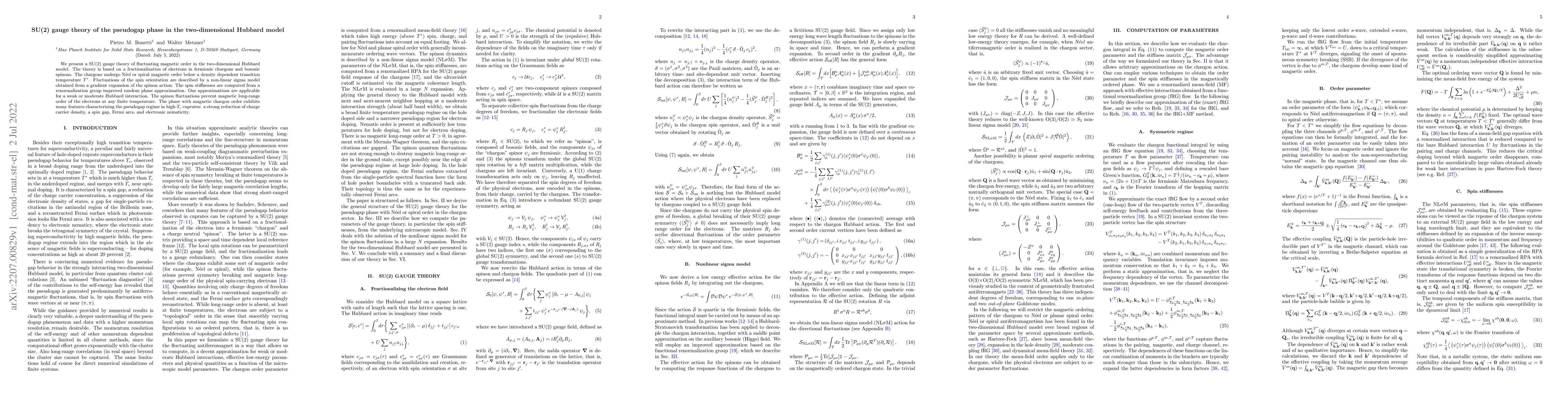 Thumbnail for SU(2) gauge theory of the pseudogap phase in the two-dimensional Hubbard
  model