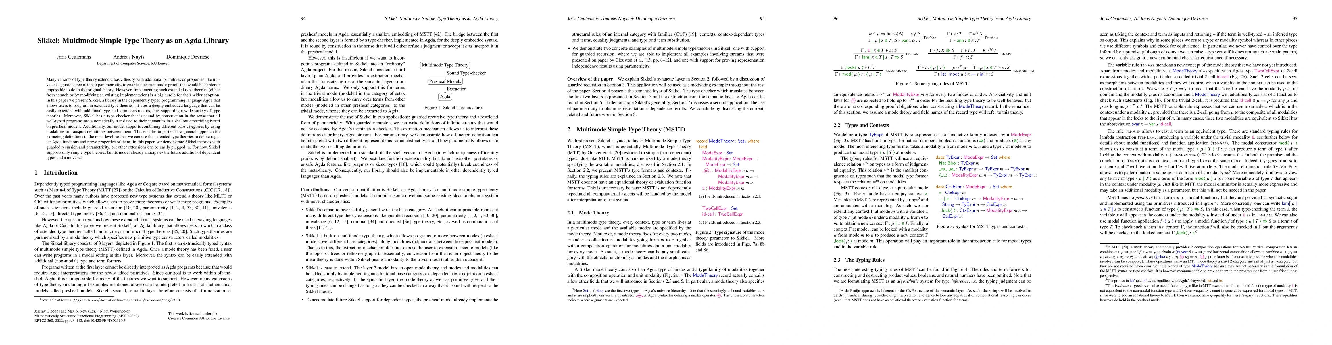 Thumbnail for Sikkel: Multimode Simple Type Theory as an Agda Library