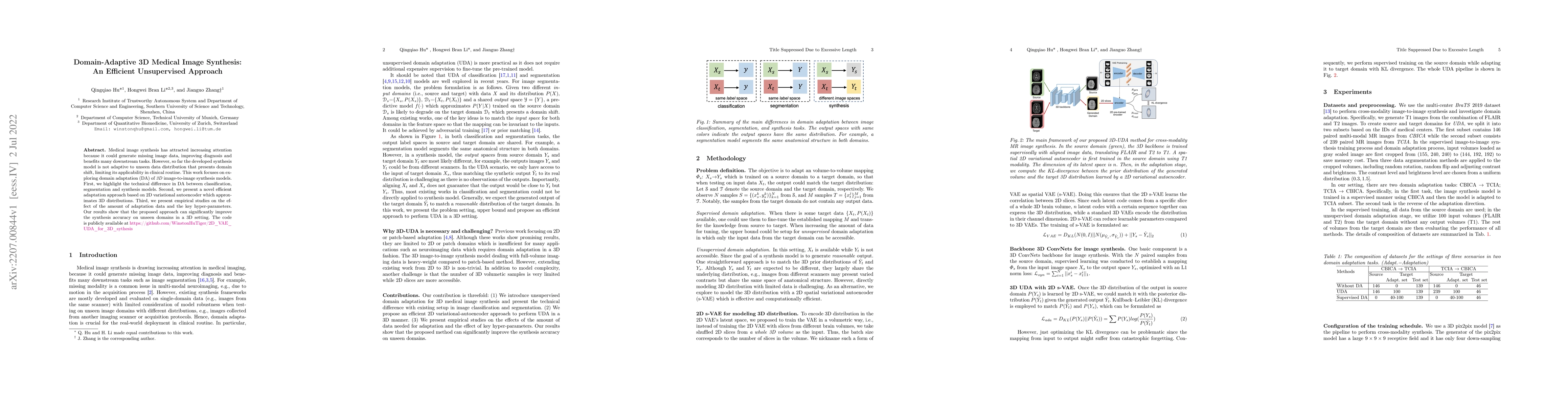 Thumbnail for Domain-Adaptive 3D Medical Image Synthesis: An Efficient Unsupervised
  Approach