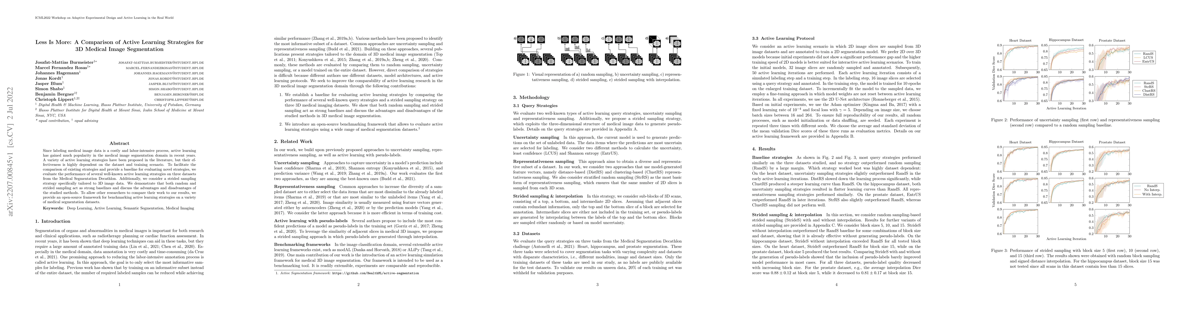 Thumbnail for Less Is More: A Comparison of Active Learning Strategies for 3D Medical
  Image Segmentation