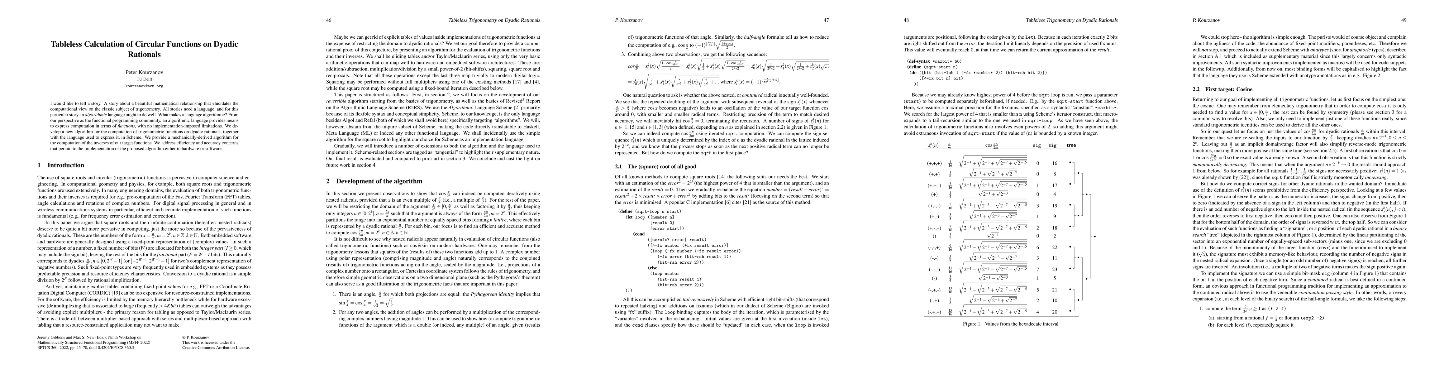 Thumbnail for Tableless Calculation of Circular Functions on Dyadic Rationals