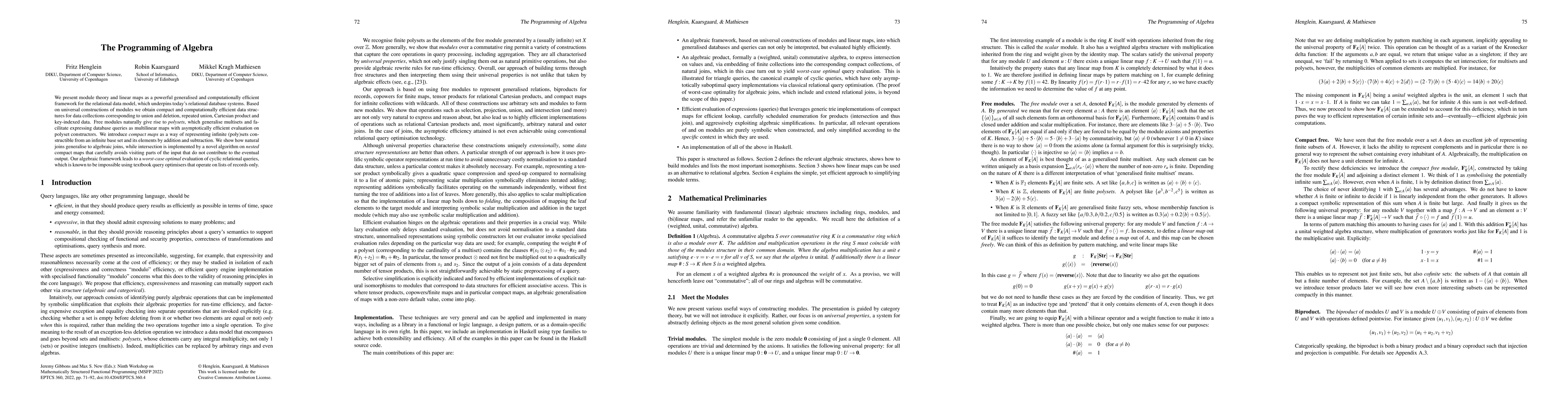 Thumbnail for The Programming of Algebra