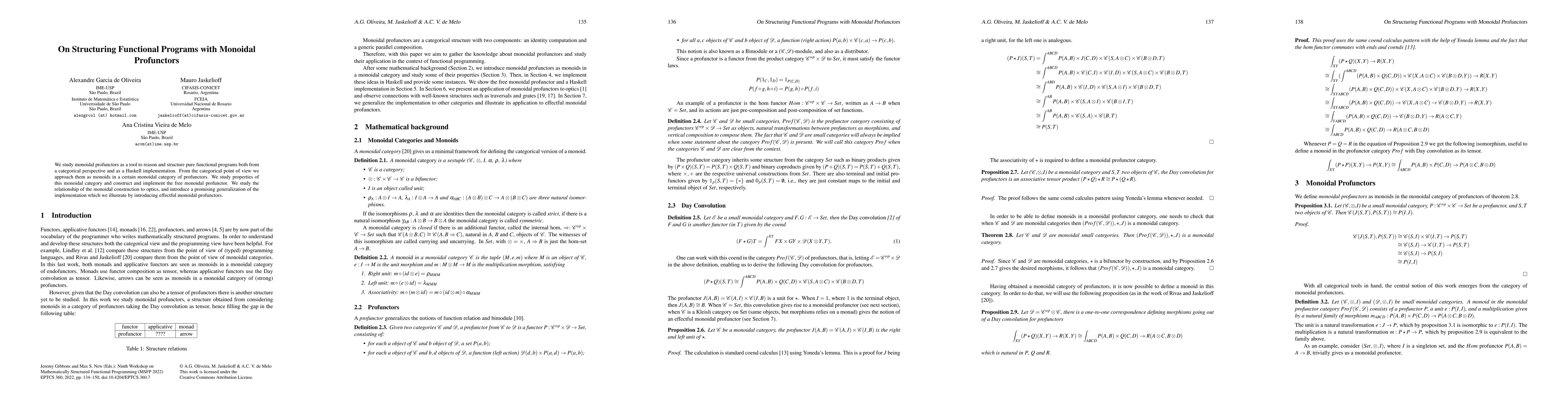 Thumbnail for On Structuring Functional Programs with Monoidal Profunctors