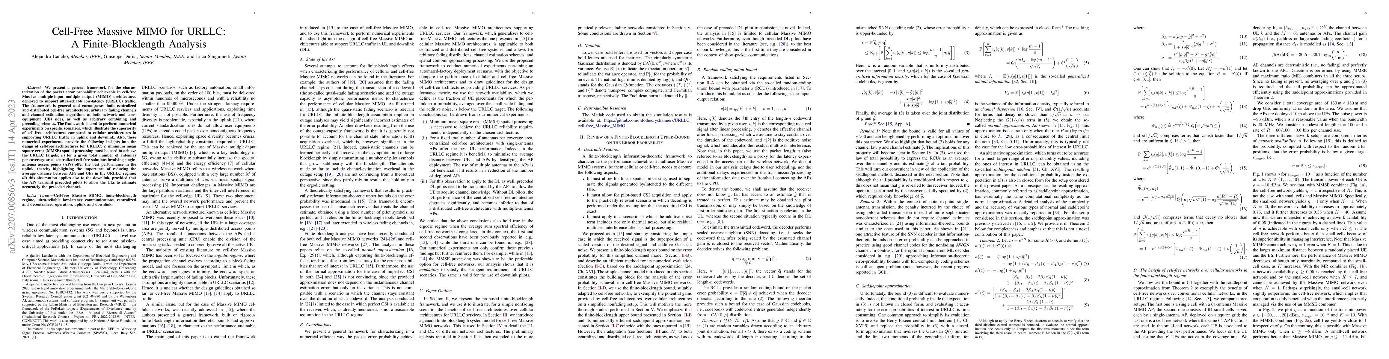 Thumbnail for Cell-Free Massive MIMO for URLLC: A Finite-Blocklength Analysis