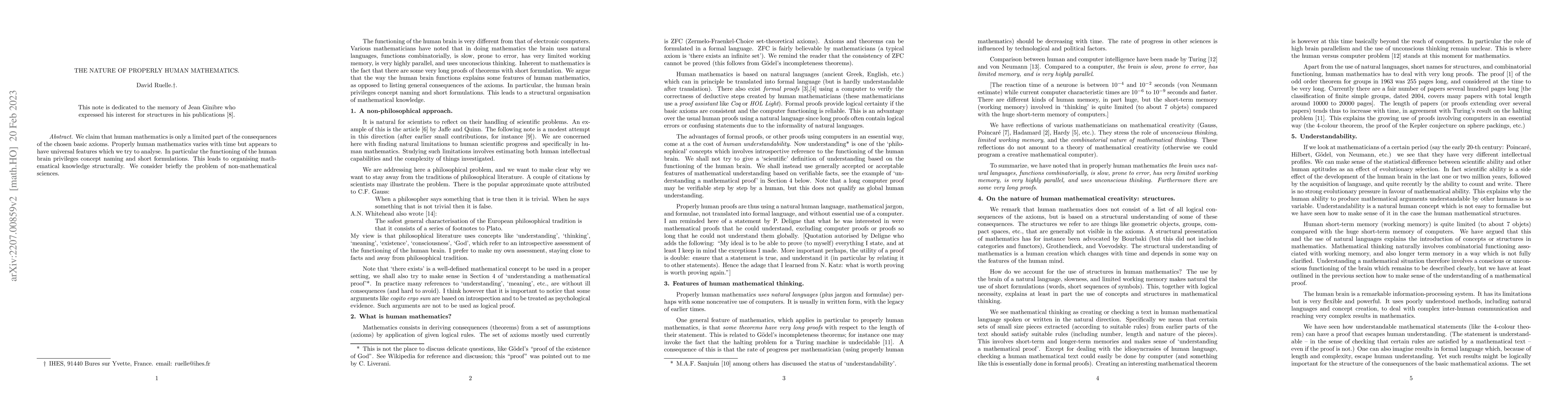 Thumbnail for The nature of properly human mathematics