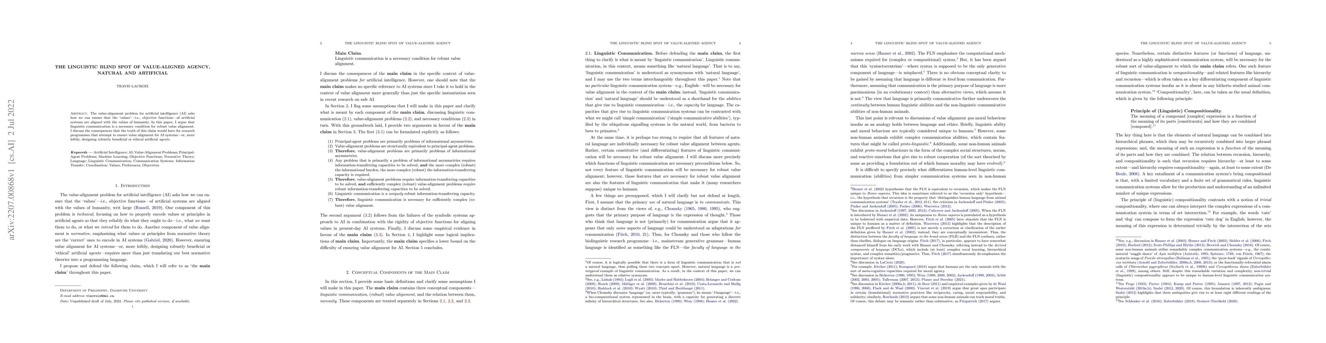Thumbnail for The Linguistic Blind Spot of Value-Aligned Agency, Natural and
  Artificial