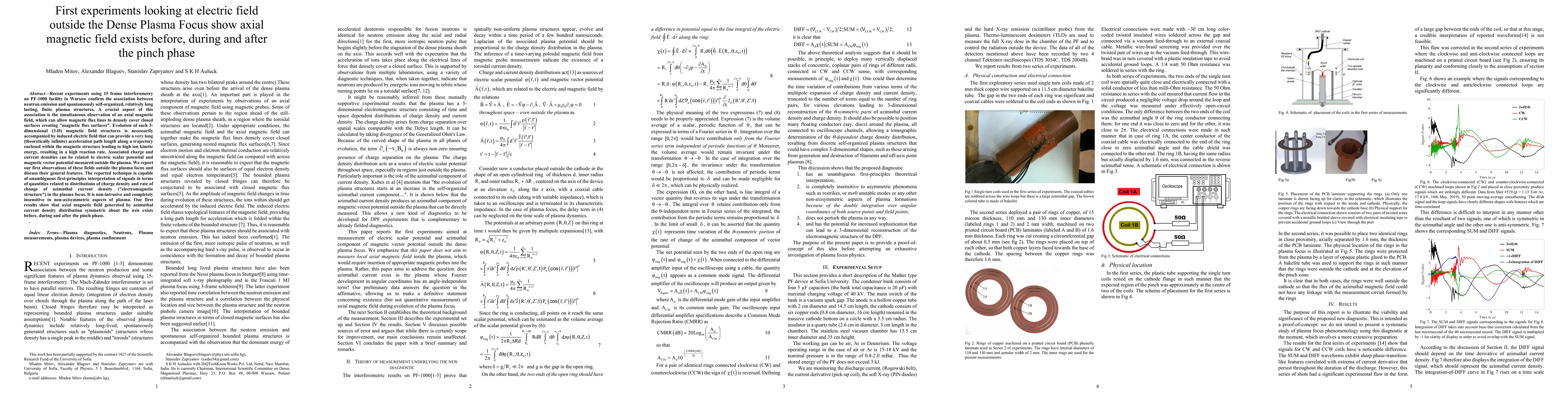 Thumbnail for First experiments looking at electric field outside the Dense Plasma
  Focus show axial magnetic field exists before, during and after the pinch
  phase