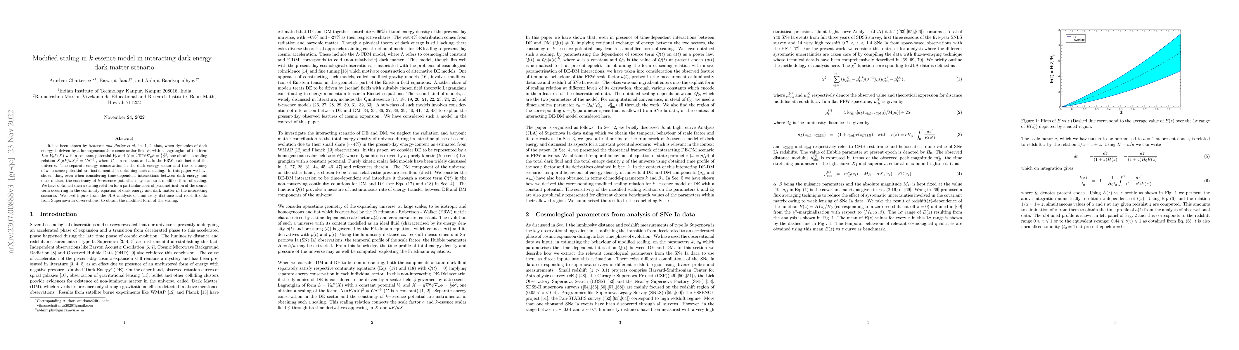 Thumbnail for Modified scaling in $k$-essence model in interacting dark energy - dark
  matter scenario