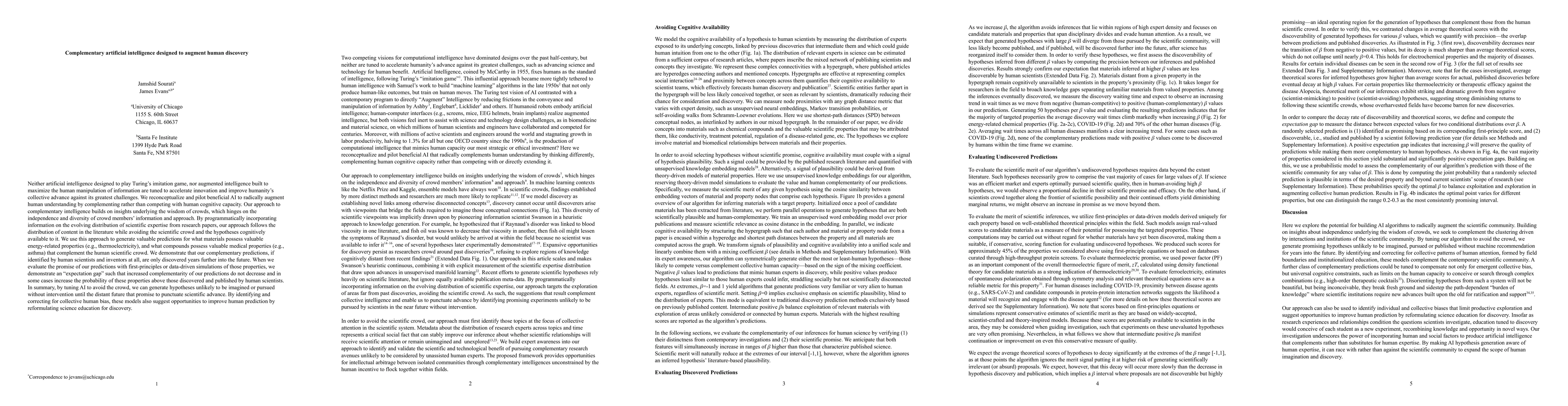 Thumbnail for Complementary artificial intelligence designed to augment human
  discovery