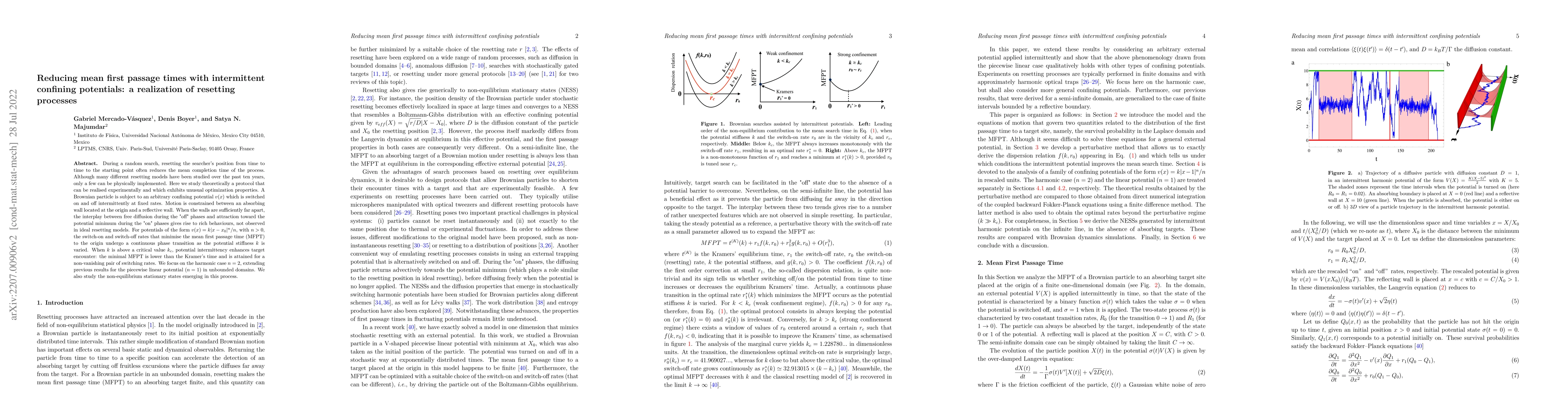Thumbnail for Reducing mean first passage times with intermittent confining
  potentials: a realization of resetting processes