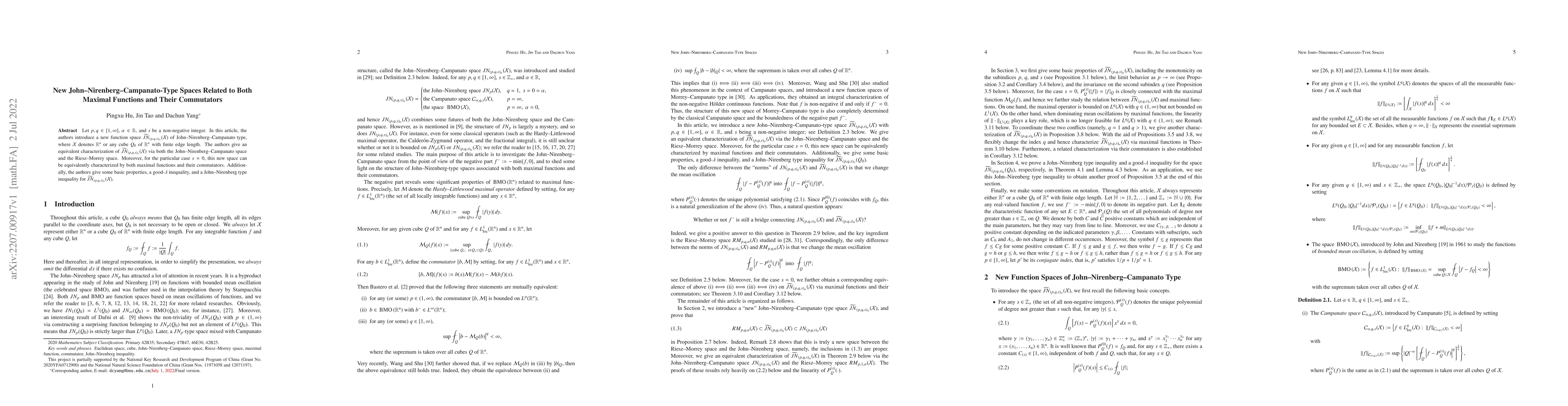 Thumbnail for New John--Nirenberg--Campanato-Type Spaces Related to Both Maximal
  Functions and Their Commutators