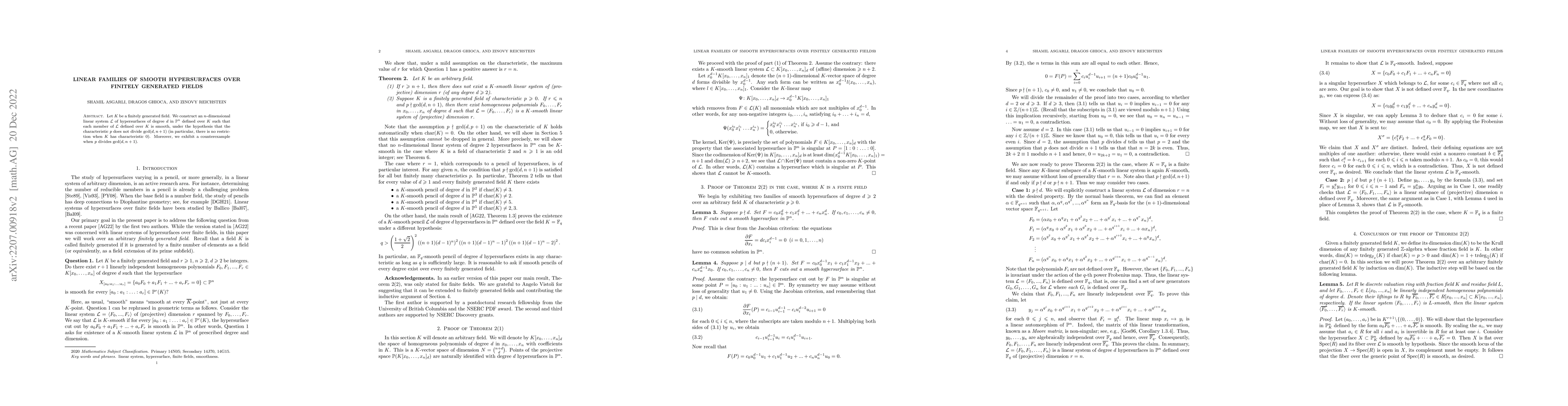 Thumbnail for Linear families of smooth hypersurfaces over finitely generated fields