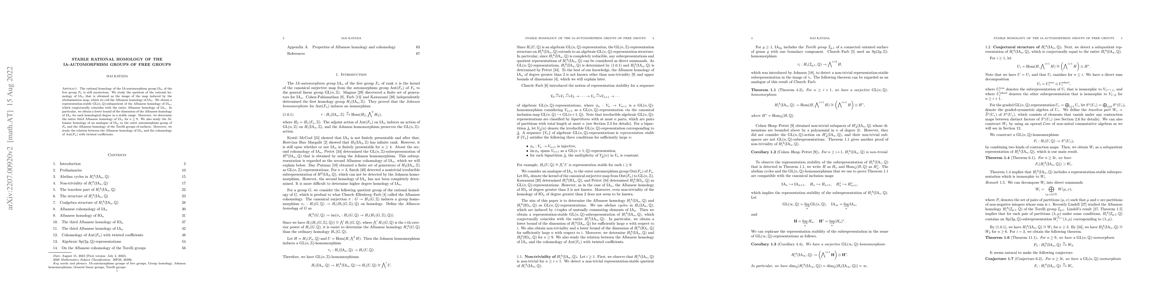 Thumbnail for Stable rational homology of the IA-automorphism groups of free groups