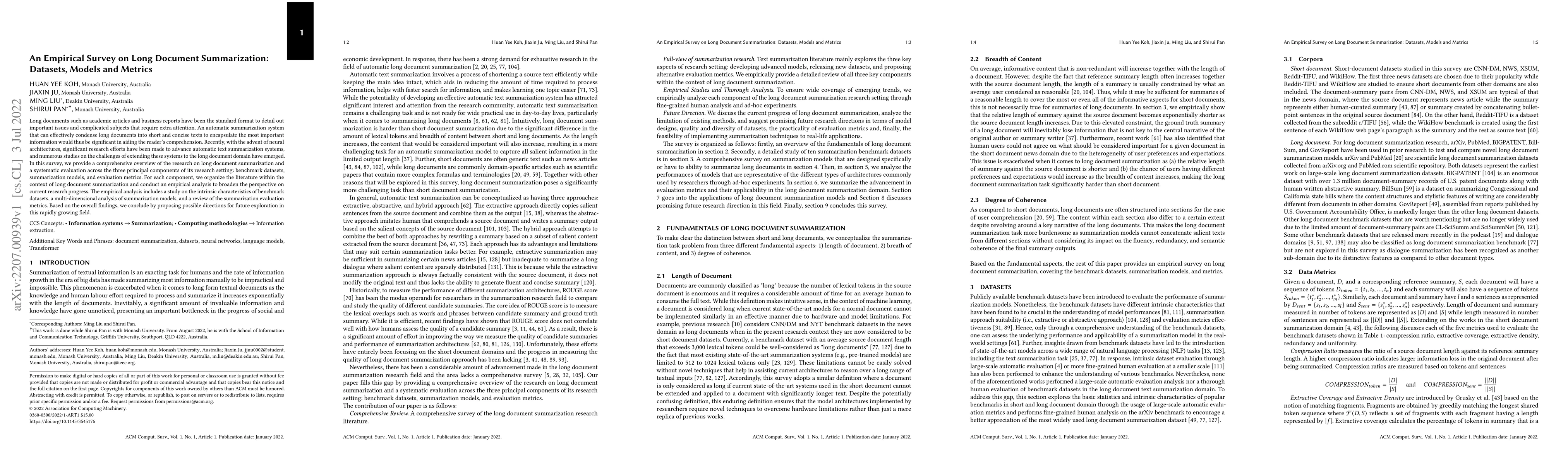 Thumbnail for An Empirical Survey on Long Document Summarization: Datasets, Models and
  Metrics