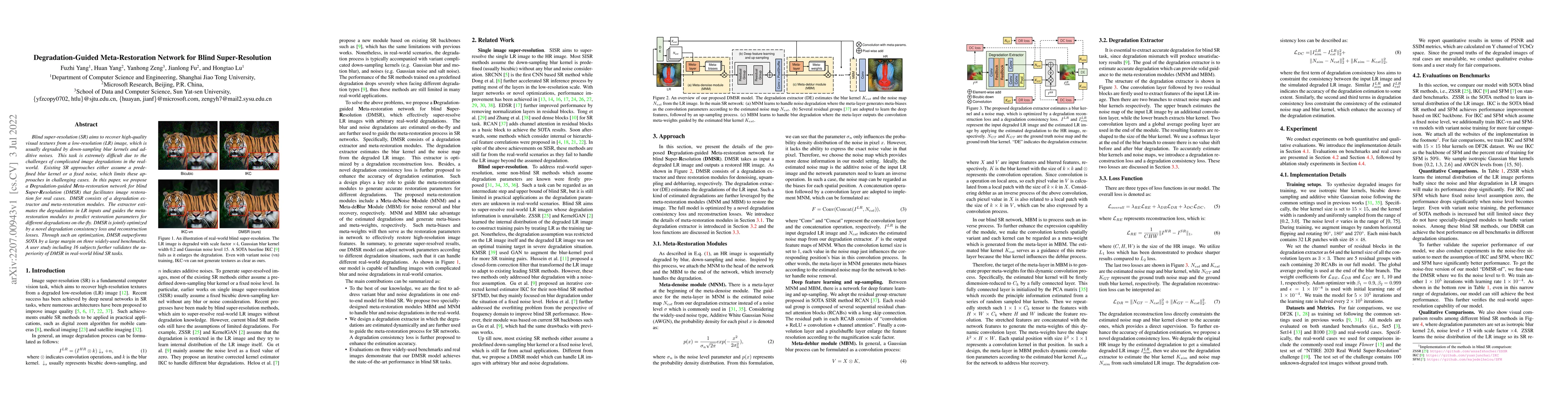 Thumbnail for Degradation-Guided Meta-Restoration Network for Blind Super-Resolution