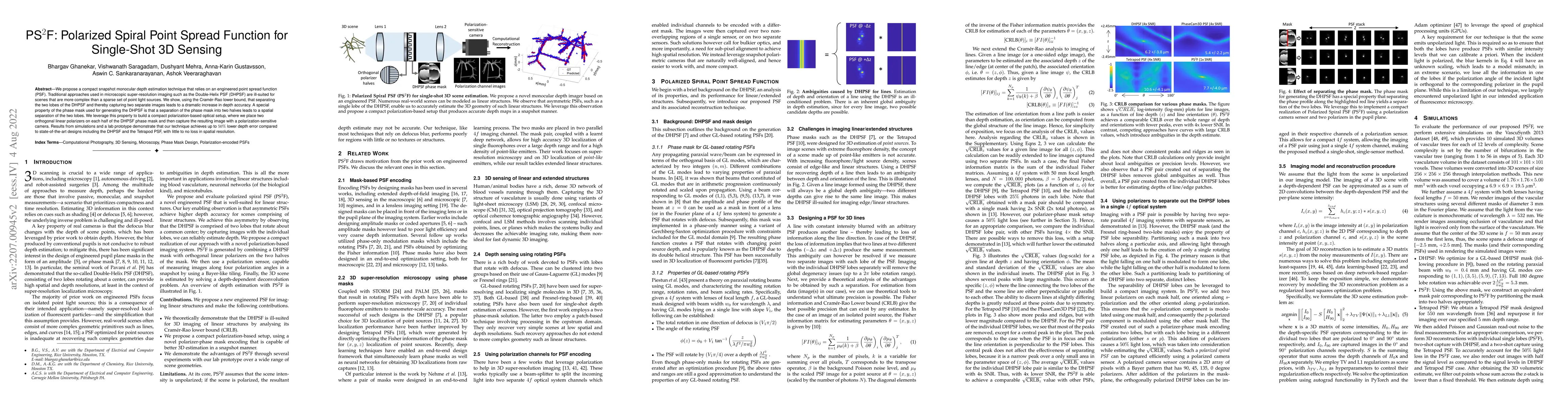 Thumbnail for PS$^2$F: Polarized Spiral Point Spread Function for Single-Shot 3D
  Sensing