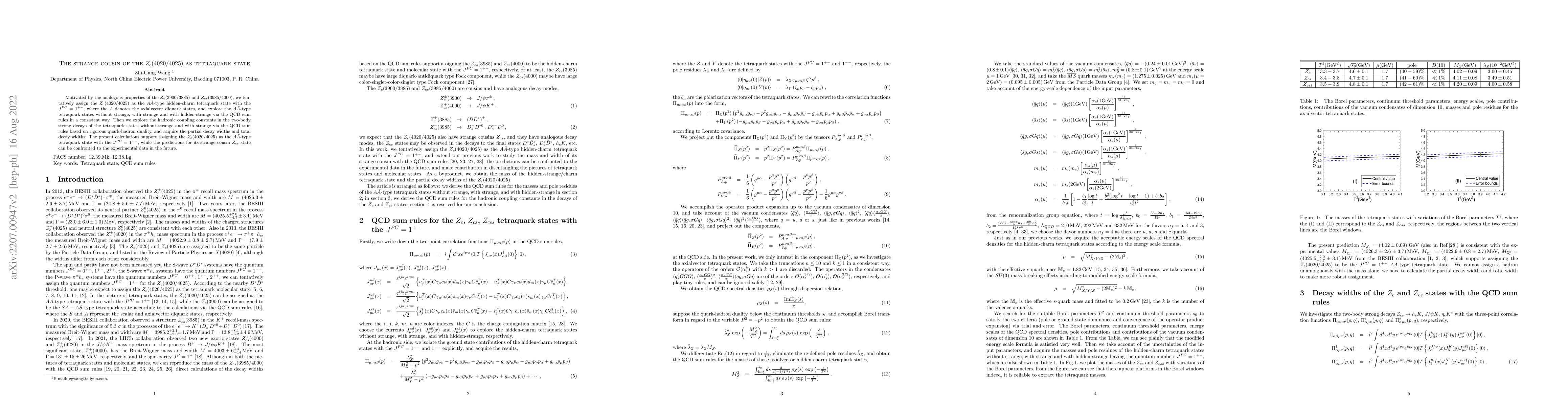 Thumbnail for The strange cousin of the $Z_c(4020/4025)$ as tetraquark state