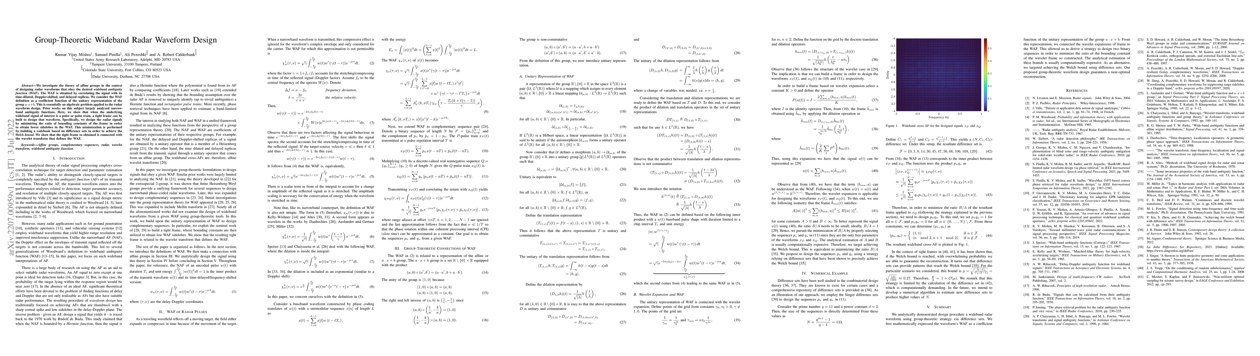 Thumbnail for Group-Theoretic Wideband Radar Waveform Design