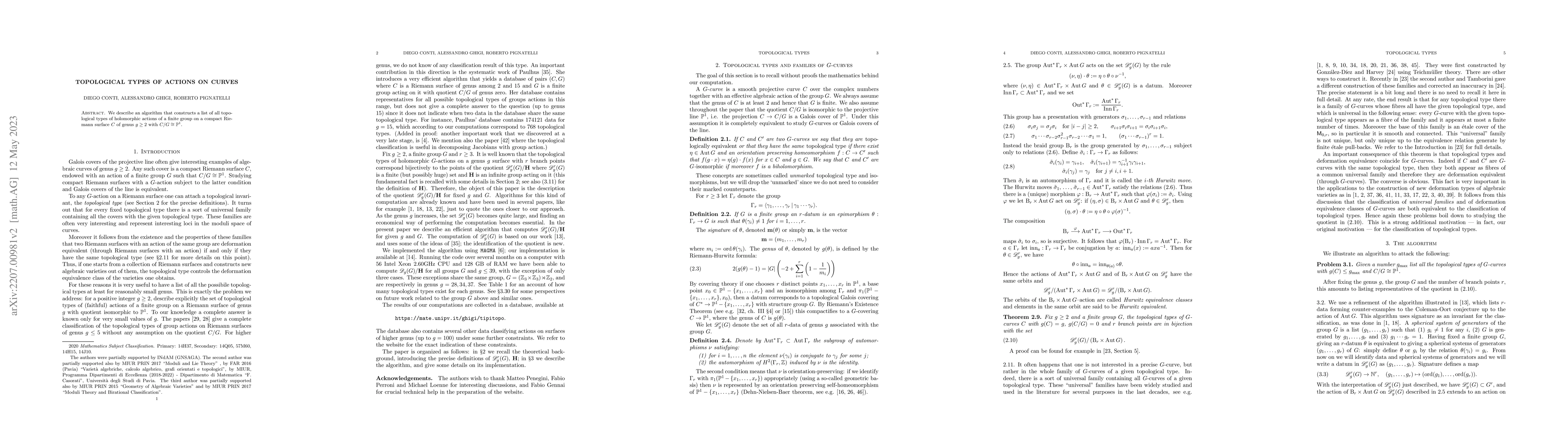 Thumbnail for Topological types of actions on curves