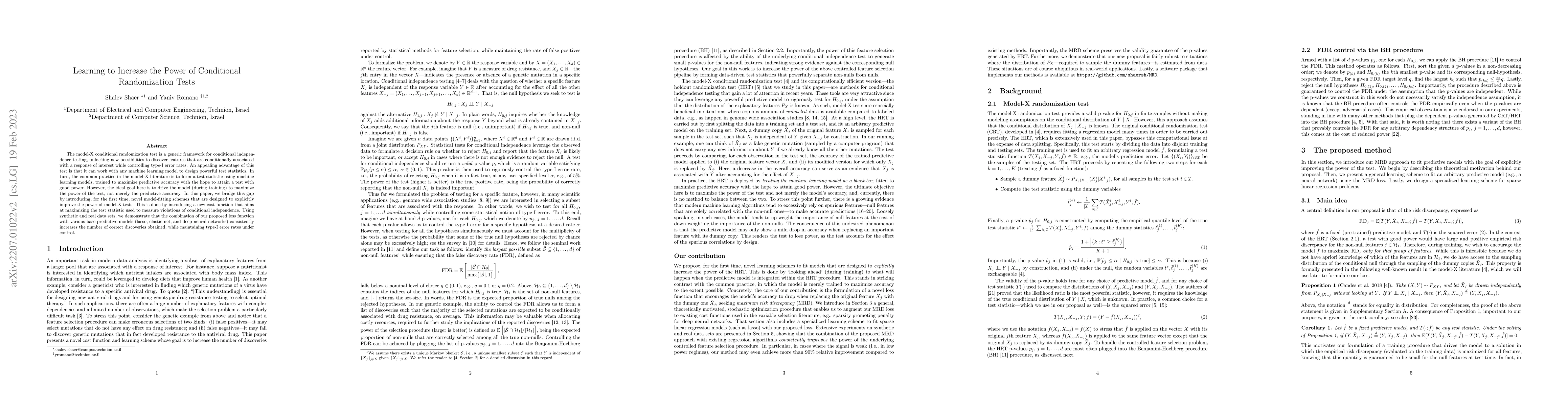 Thumbnail for Learning to Increase the Power of Conditional Randomization Tests